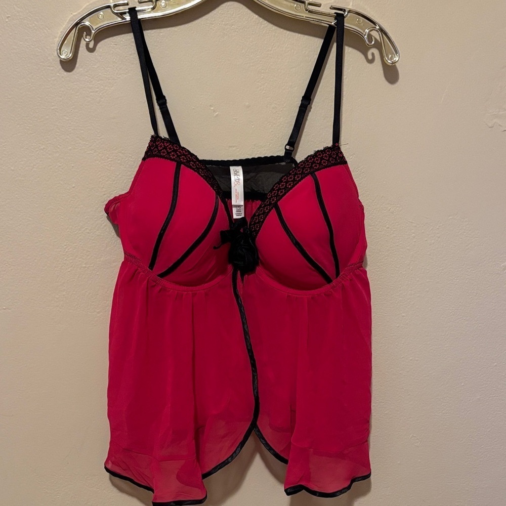 Gilligan & O'Malley Red and Black Babydoll Lingerie